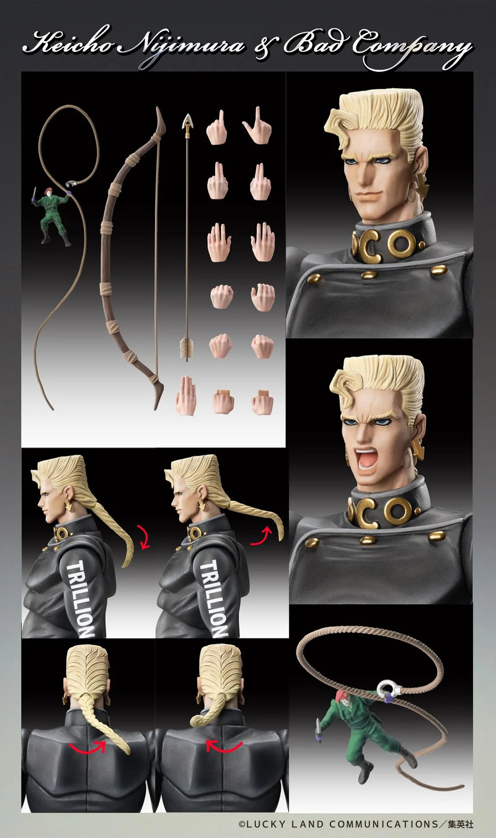 JoJo's Bizarre Adventure: Diamond is Unbreakable Super Action Statue Keicho Nijimura & Bad Company Action Figure
