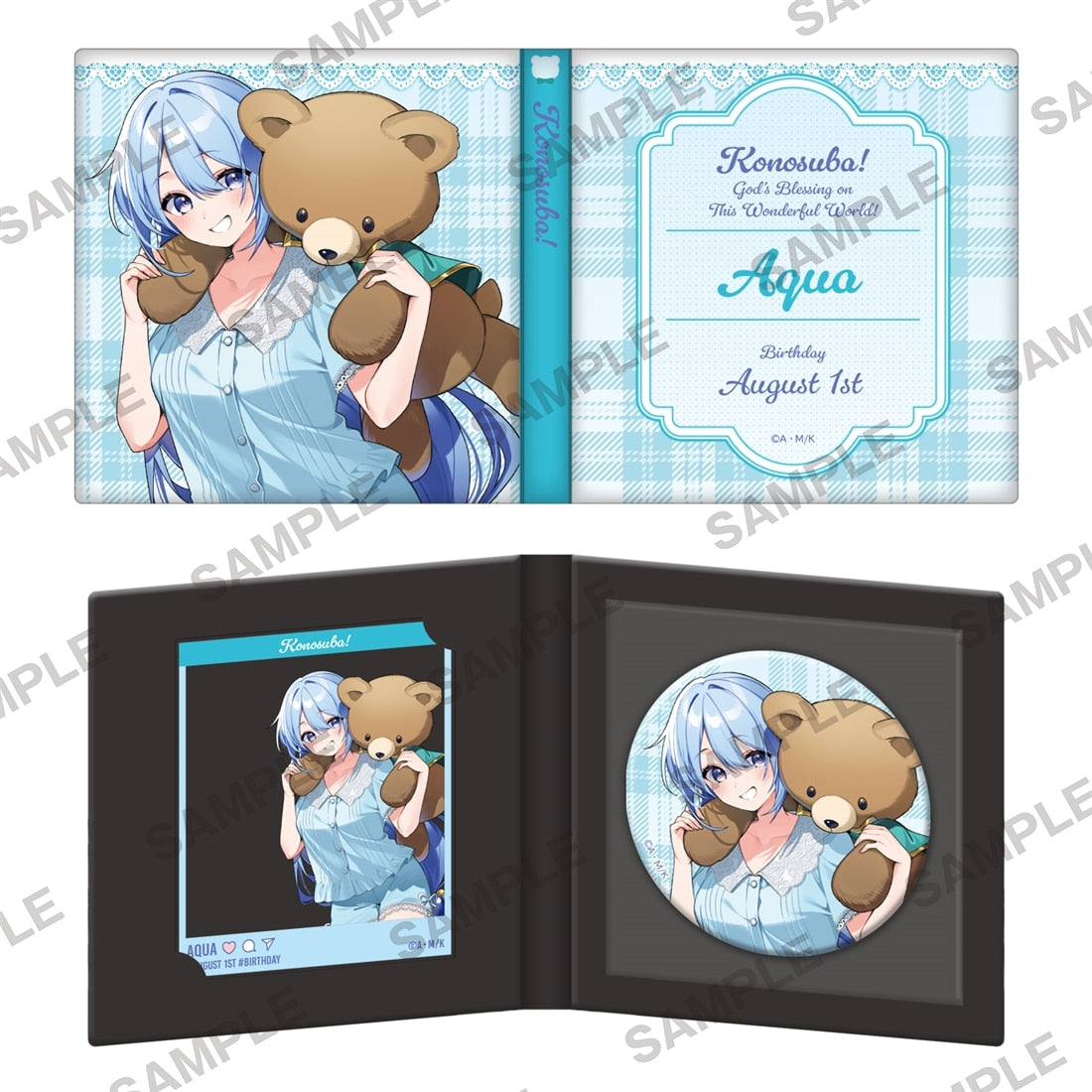 Konosuba: God's Blessing on this Wonderful World! Birthday Celebration 2026 Original Illustration Can Badge & Acrylic Card Set: Aqua