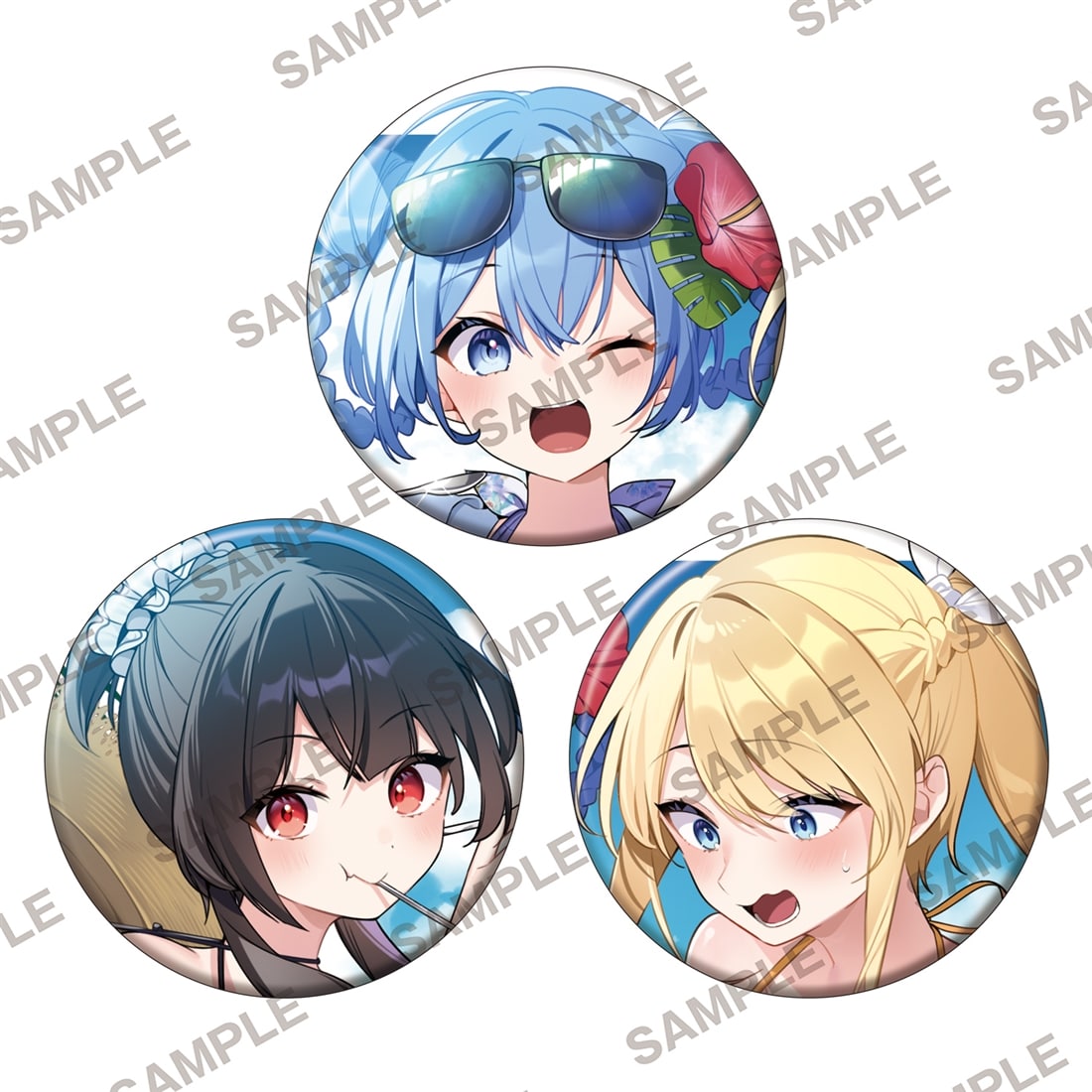 Konosuba: God's Blessing on this Wonderful World! Original Illustration Can Badge Set of 3: Aqua, Megumin, and Darkness