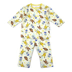 Monpoke Open-Front Long Sleeve Pajamas All Over Print Quilted with Belly Warmer 90cm