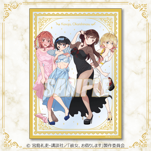 Rent-A-Girlfriend Heroines Party Dress Full Body A3 Clear Poster