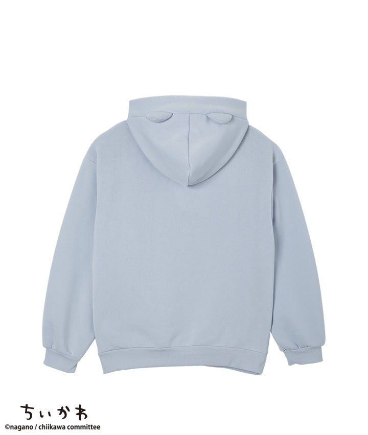 Chiikawa (Hachiware) Girl's Pullover Parka Hoodie with Ears [Blue] (140cm and up)