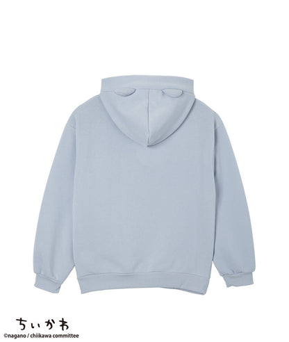 Chiikawa (Hachiware) Girl's Pullover Parka Hoodie with Ears [Blue] (140cm and up)