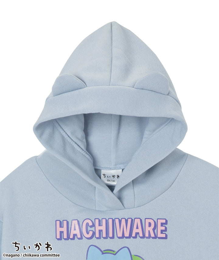 Chiikawa (Hachiware) Girl's Pullover Parka Hoodie with Ears [Blue] (140cm and up)