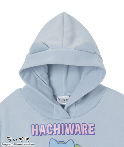 Chiikawa (Hachiware) Girl's Pullover Parka Hoodie with Ears [Blue] (140cm and up)
