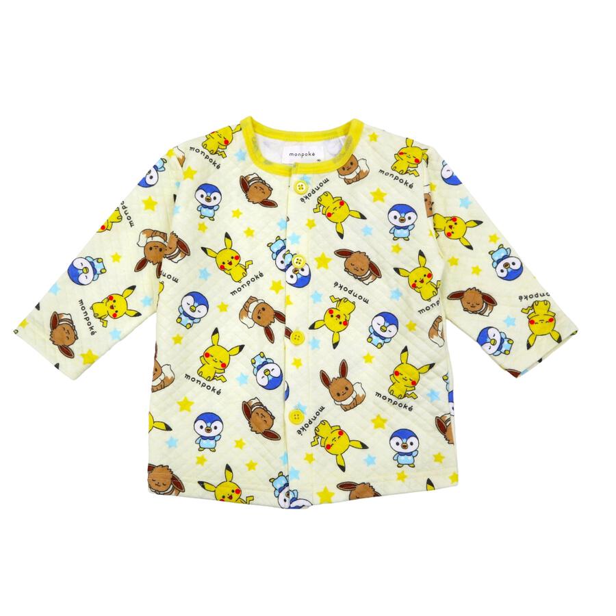 Monpoke Open-Front Long Sleeve Pajamas All Over Print Quilted with Belly Warmer 90cm