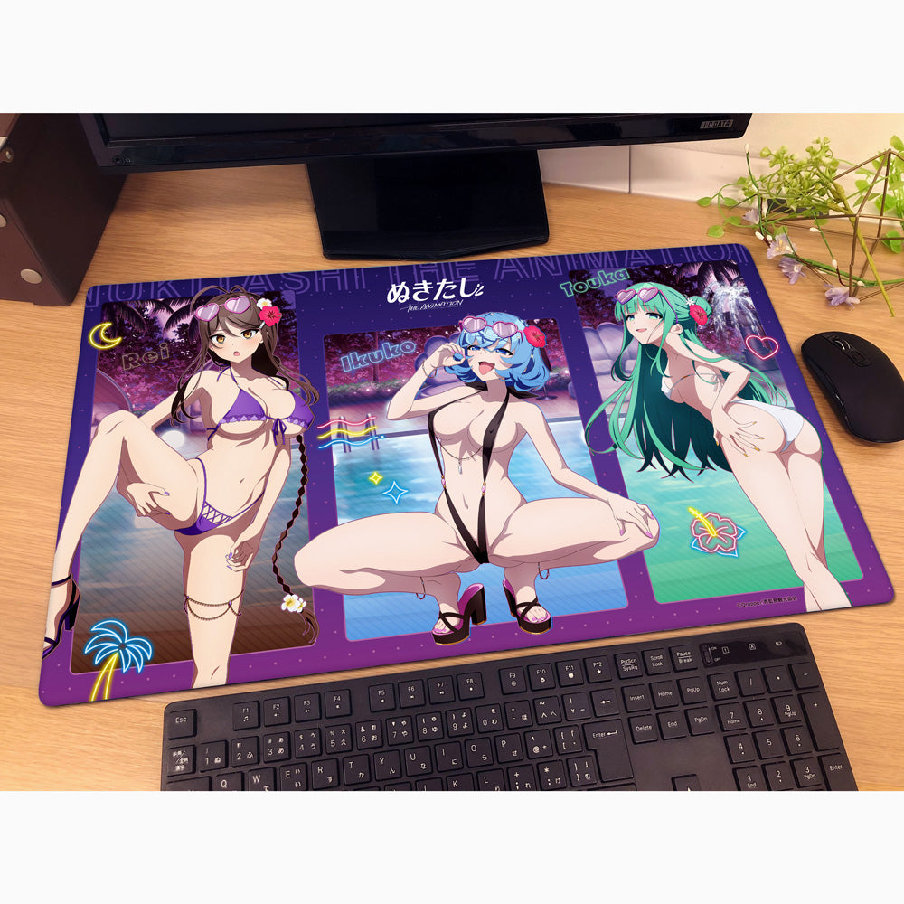 Nukitashi The Animation Original Illustration Night Pool Ver. Desk Mat